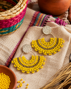 Cali Big Beaded Earrings in Yellow