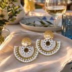Cali Big Beaded Earrings in White