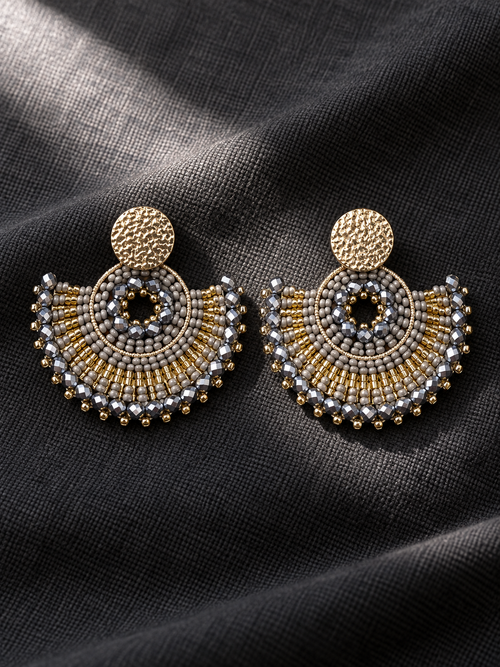 Cali Big Beaded Earrings in Silver