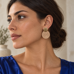 Guatapé Woven Iraca Palm Earrings in Dark Beige
