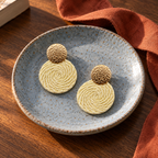 Guatapé Woven Iraca Palm Earrings in Olive