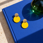 Guatapé Woven Iraca Palm Earrings in Light Yellow