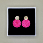 Guatapé Woven Iraca Palm Earrings in Pink