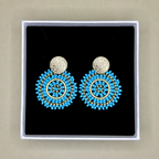 Manila Round Beaded Earrings in Light Blue