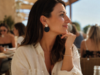 Guatapé Woven Iraca Palm Earrings in Black