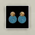 Guatapé Woven Iraca Palm Earrings in Ocean Blue