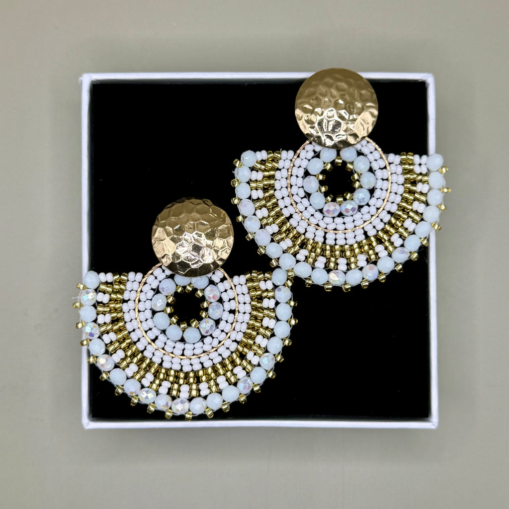 Cali Big Beaded Earrings in White