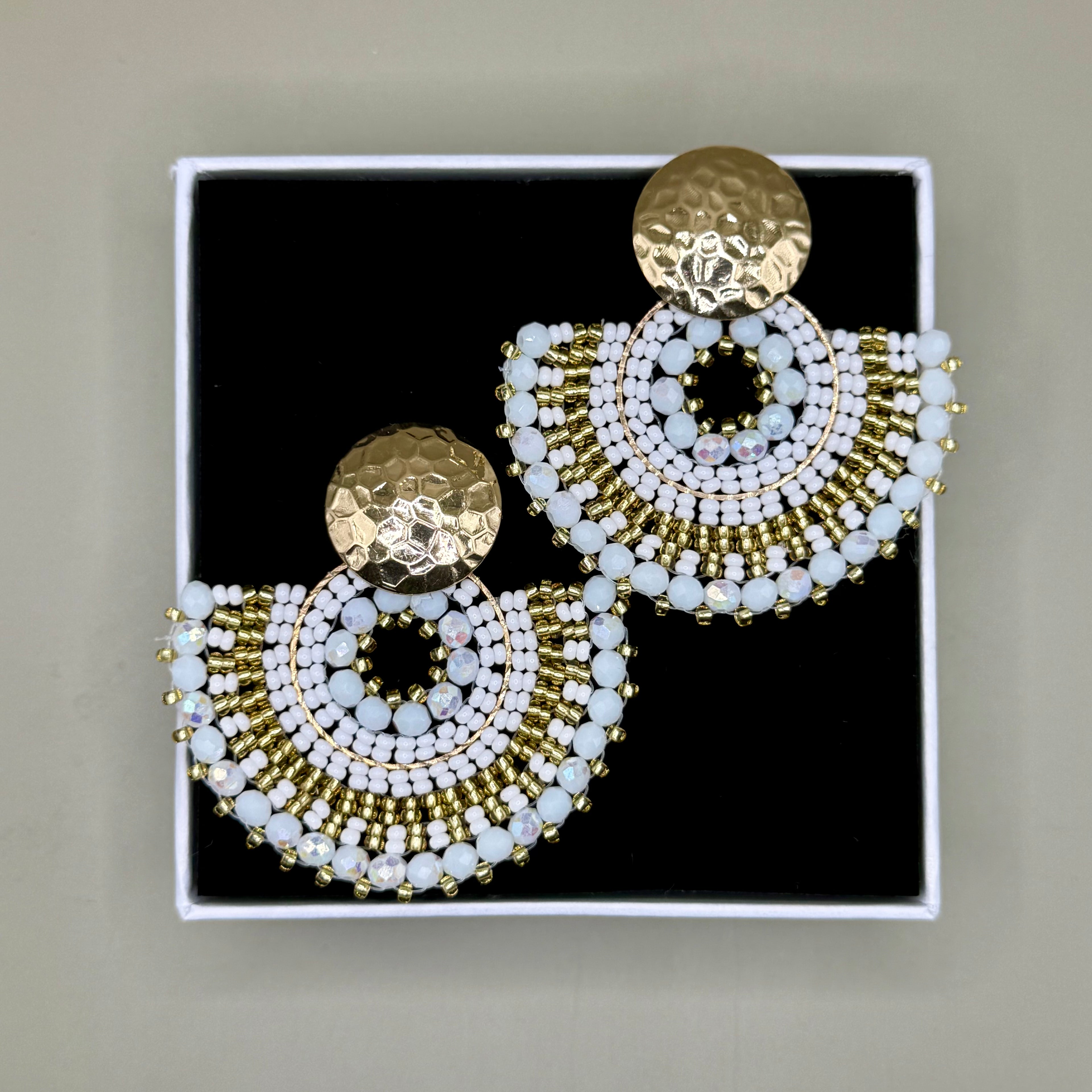Cali Big Beaded Earrings in White