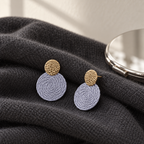 Guatapé Woven Iraca Palm Earrings in Grey