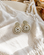 Manila Round Beaded Earrings in White