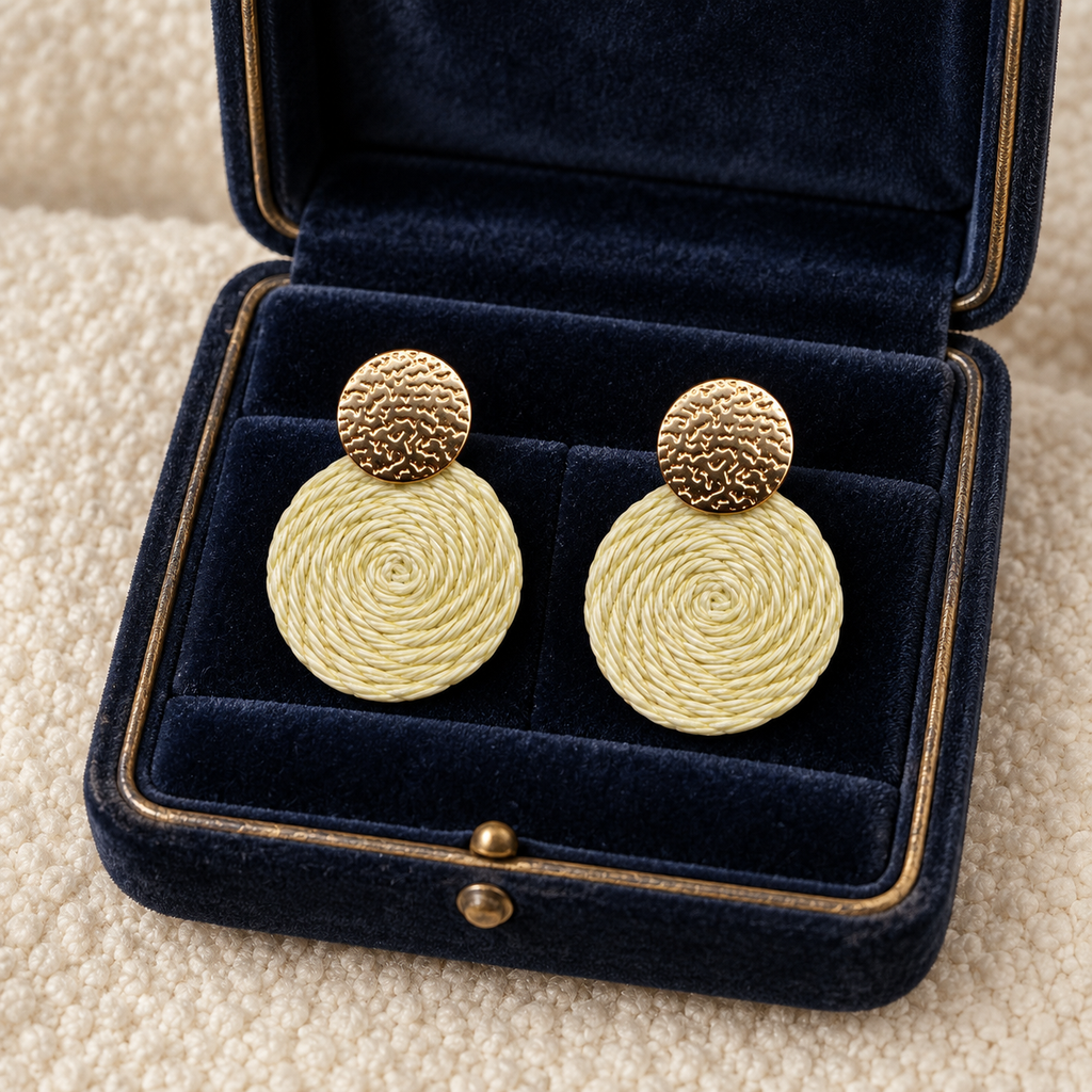 Guatapé Woven Iraca Palm Earrings in Olive