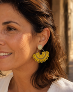 Cali Big Beaded Earrings in Yellow