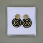 Manila Round Beaded Earrings in Black
