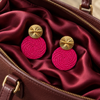 Guatapé Woven Iraca Palm Earrings in Hot Pink