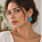 Guatapé Woven Iraca Palm Earrings in Ocean Blue