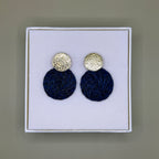 Guatapé Woven Iraca Palm Earrings in Dark Blue