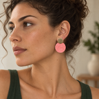 Guatapé Woven Iraca Palm Earrings in Light Pink