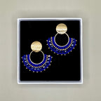 Cali Small Beaded Earrings in Dark Blue