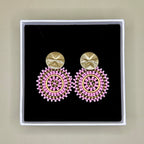 Manila Round Beaded Earrings in Pink