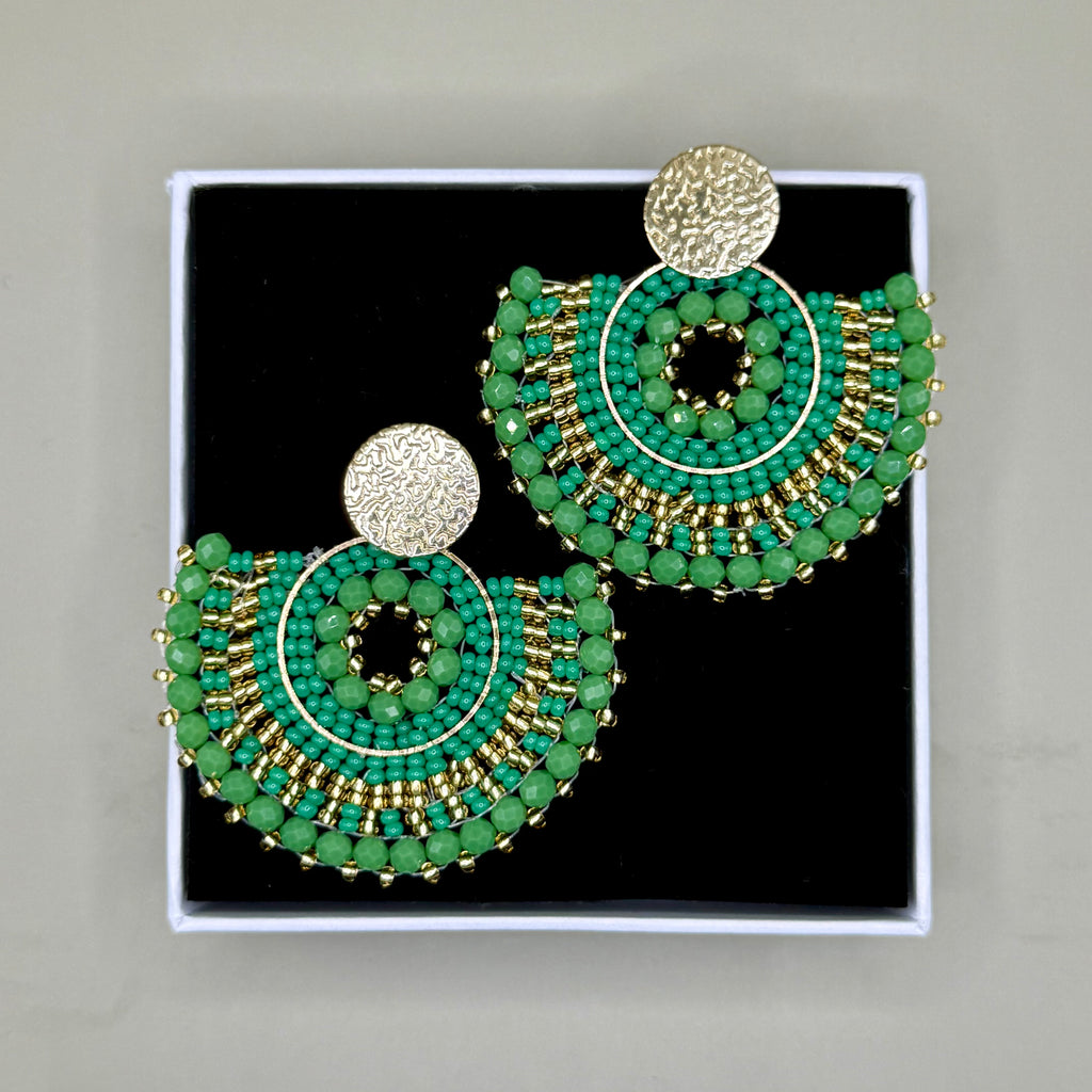 Cali Big Beaded Earrings in Green
