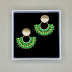 Cali Small Beaded Earrings in Light Green