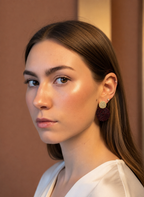 Guatapé Woven Iraca Palm Earrings in Burgundy