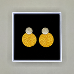 Guatapé Woven Iraca Palm Earrings in Yellow