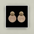 Guatapé Woven Iraca Palm Earrings in Dark Beige