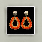 Leticia Drop Beaded Earrings in Orange
