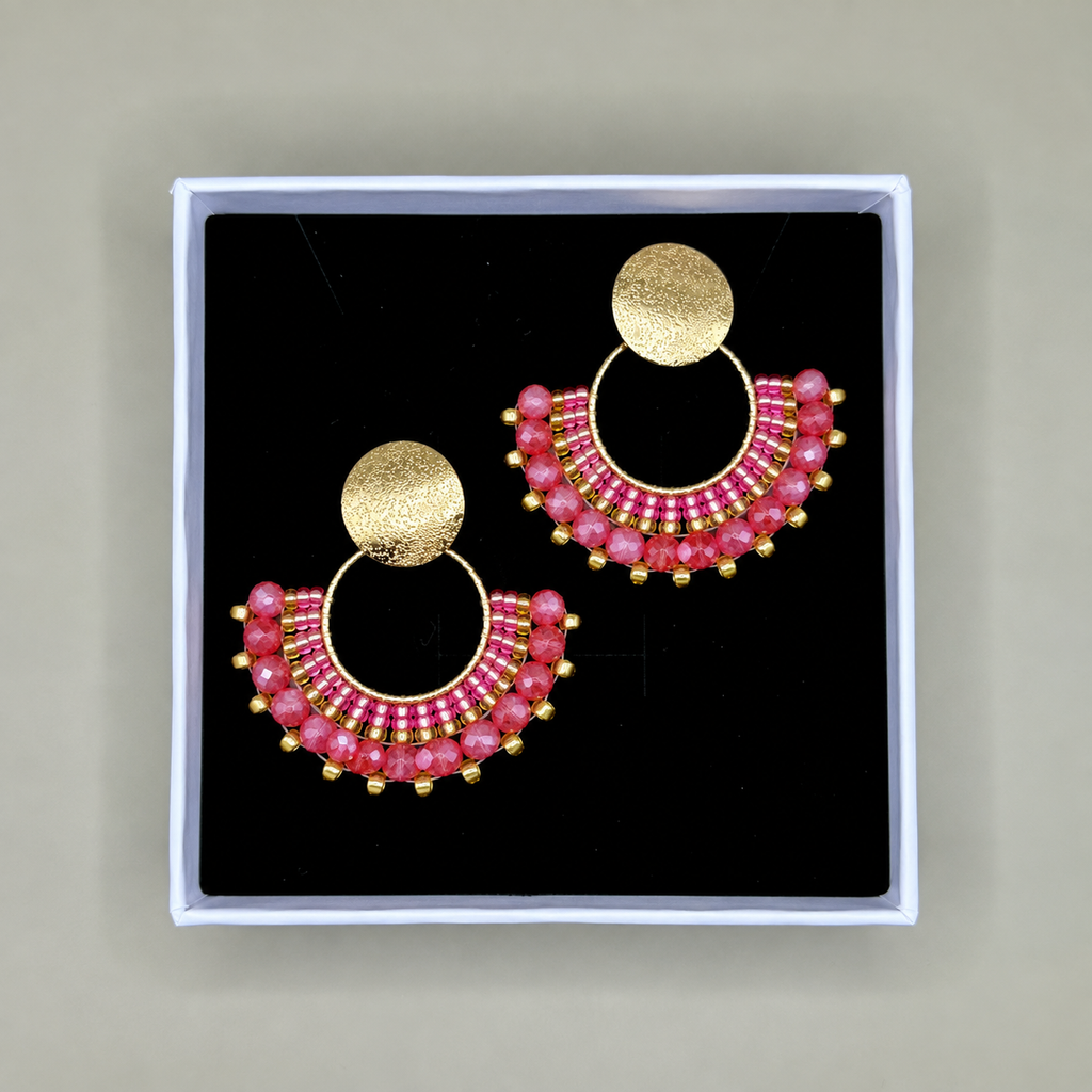 Cali Mid Beaded Earrings in Light Pink