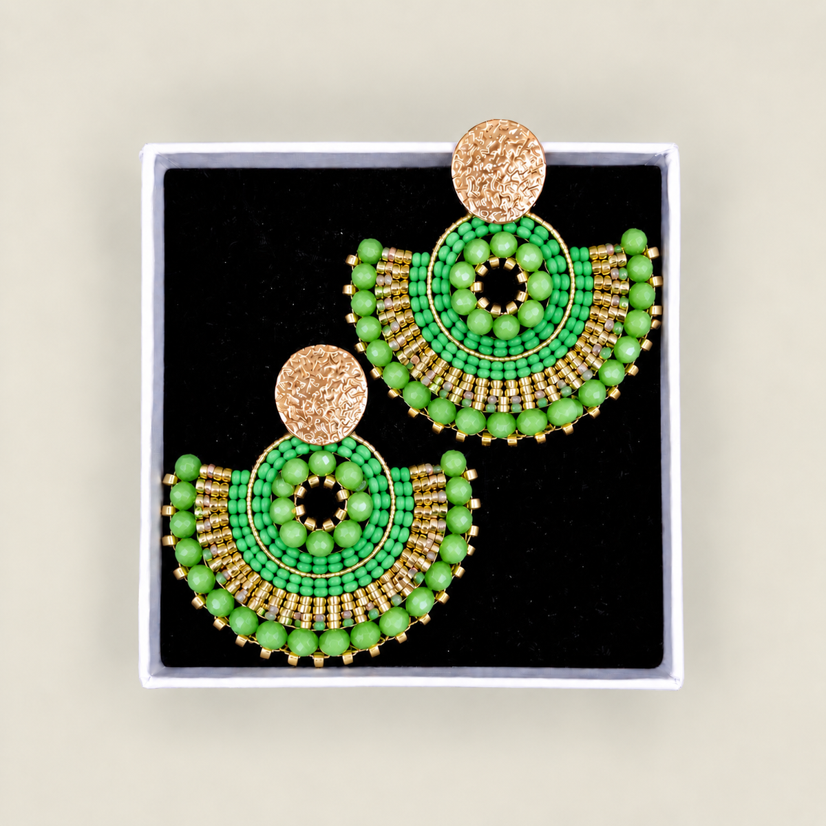 Cali Big Beaded Earrings in Green