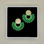 Cali Small Beaded Earrings in Green