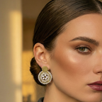 Woman wearing white earrings